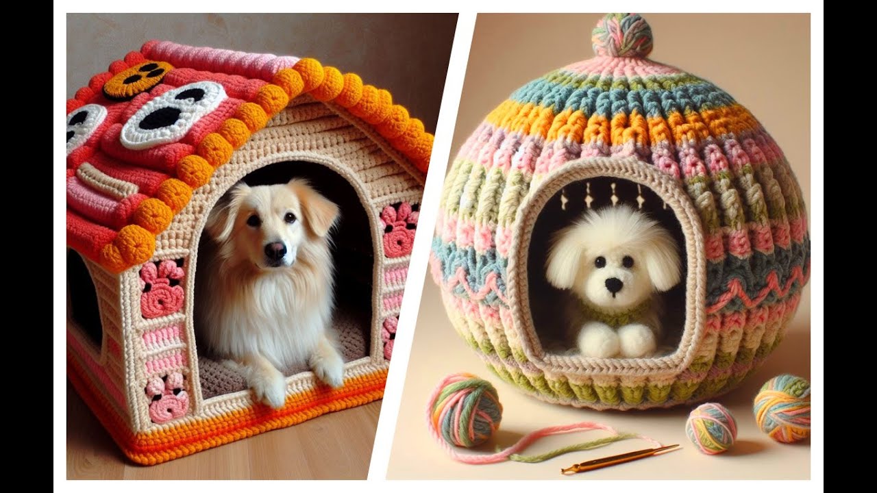 Yarn knitted pet house model (share ideas)#knitted #crochet #pethouse