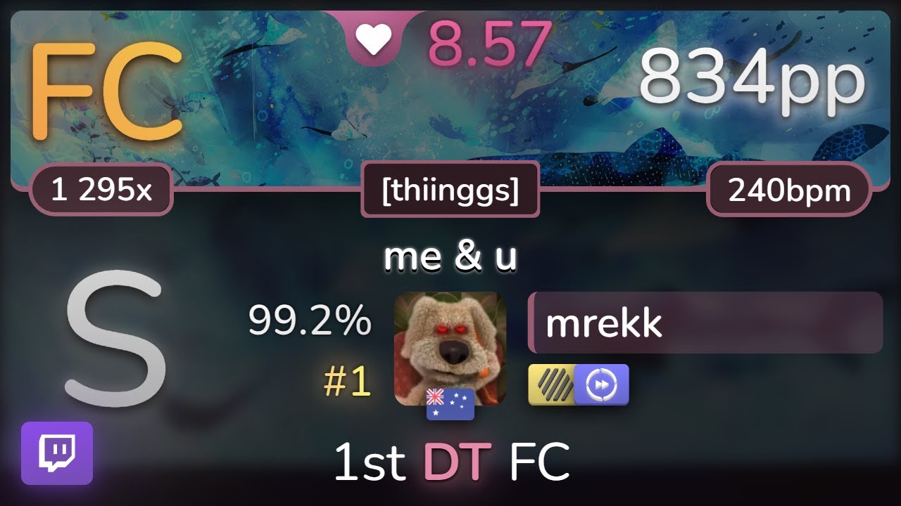 🔴 mrekk | succducc - me & u [thiinggs] +HDDT 99.2% (#1 834pp FC) - osu!