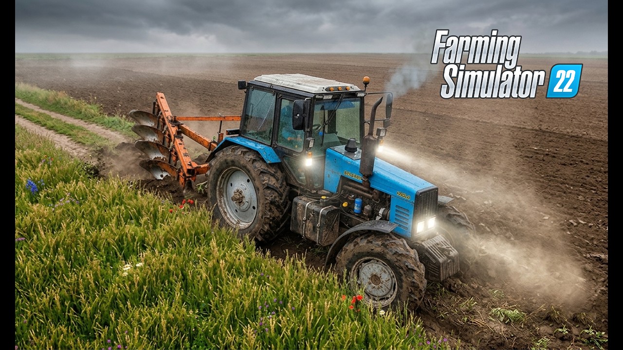Farming Simulator 22 - Tractor Mod Belarus MTZ-1221.2, PLN-5-35, Plowing, Cultivate Land