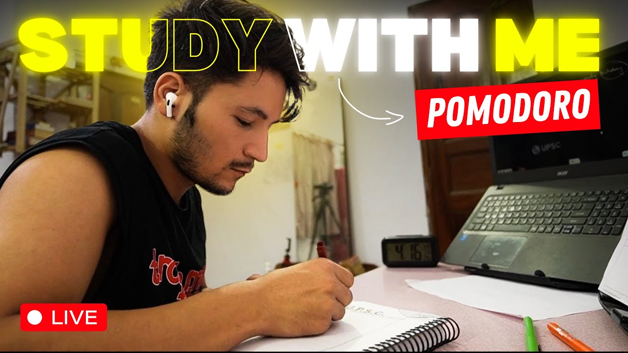 4 hour study with me UPSC - 50 minutes Pomodoro technique day 1