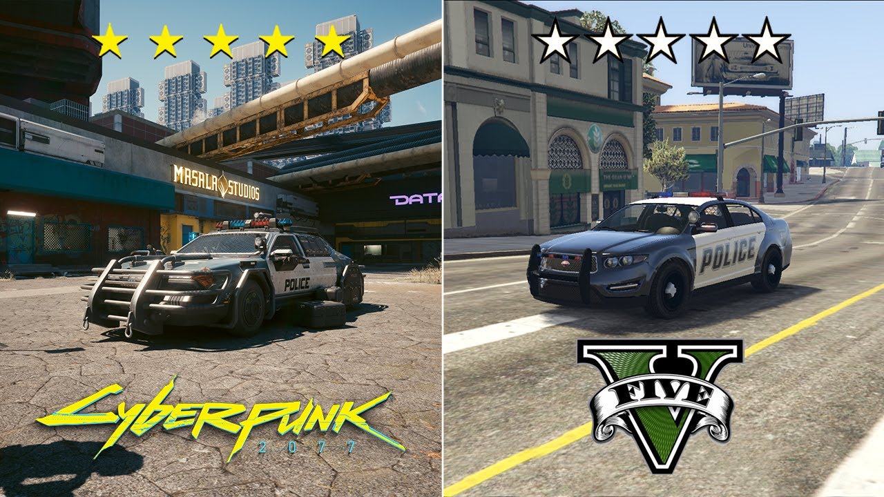 GTA 5 vs Cyberpunk 2077 Police in 2024 !!! 🤔🤔🤔