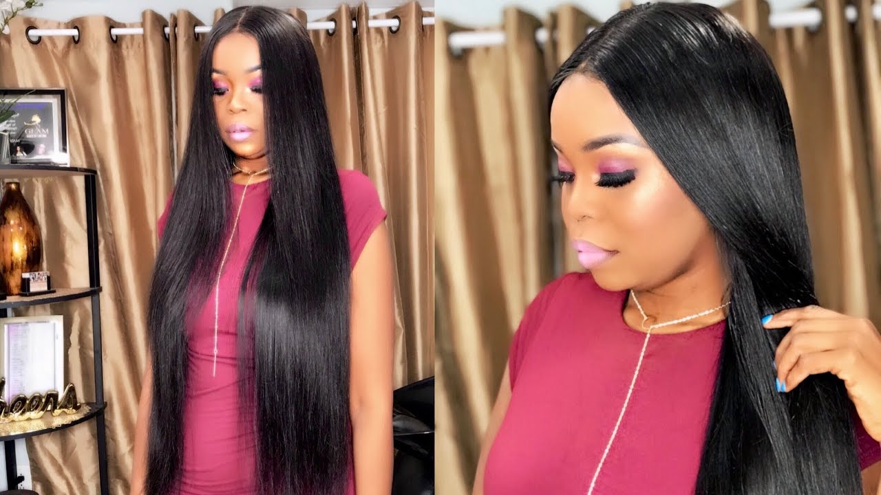 Lace frontal Press out Hot comb 28'' Peruvian Straight Alibele hair