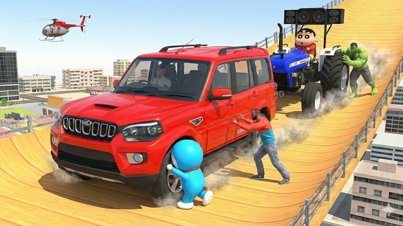🤩 Franklin Ne Scorpio Car Mega Ramp Challenge 😱💥 Indian Theft Auto Indian Bikes Driving 3D Game 🎯 