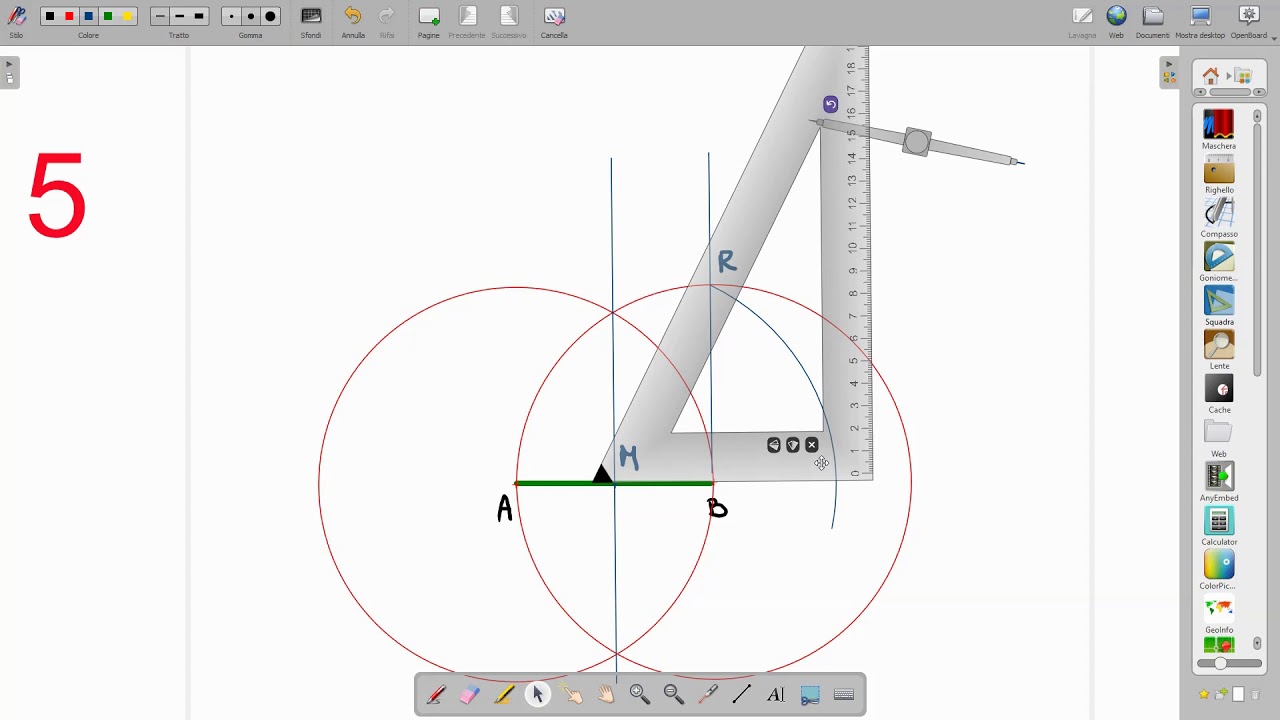 Disegnare un pentagono regolare con compasso e squadra