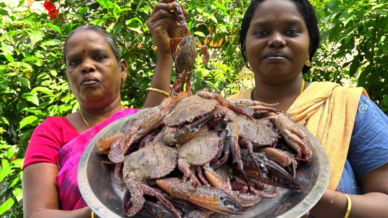 My Mom's Secret CrabCurry | Traditional Village Cooking Recipe &meen fry #cooking #villagecooking 