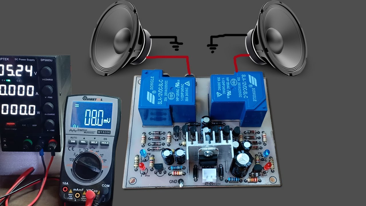 How to make Stereo Speaker Relay12VDC Protection circuit at home