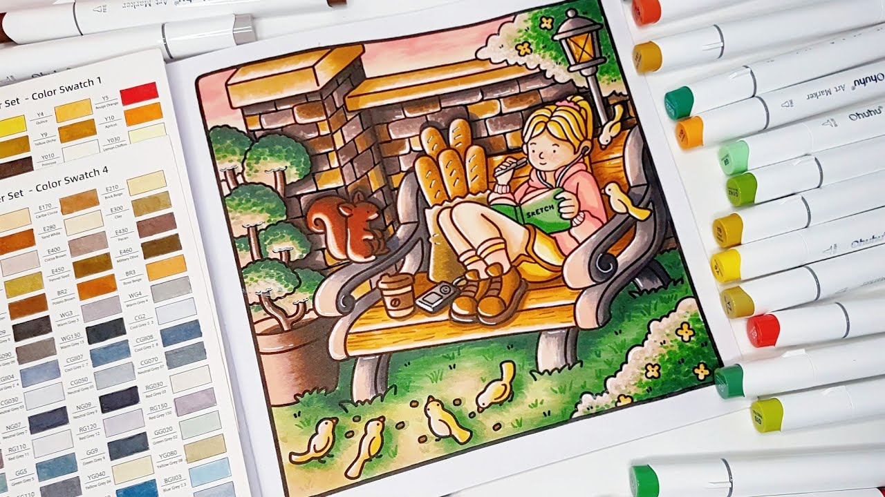 Color With Me (ASMR) | Girl Moments Coco Wyo Coloring Book | Using Ohuhu Markers