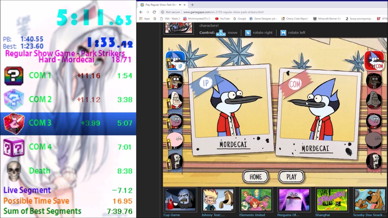 Regular Show Game - Park Strikers Hard - Mordecai Speedrun in 9:09.29