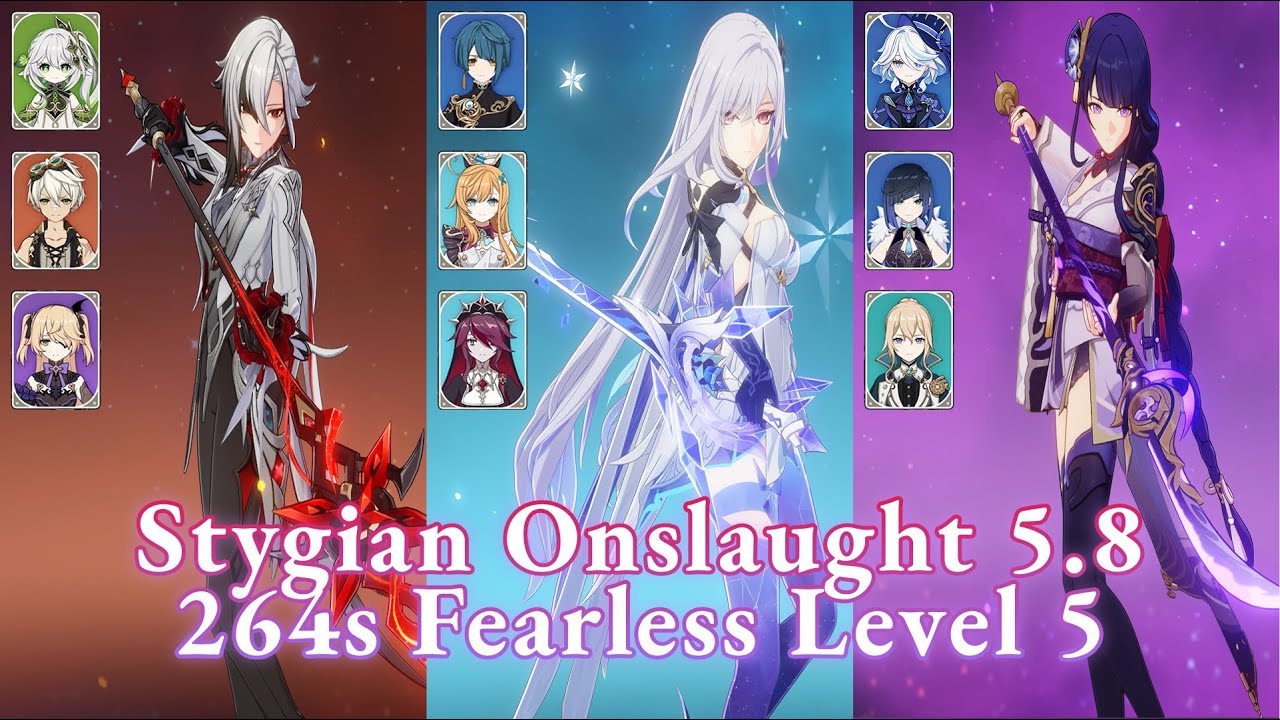 [Stygian Onslaught 5.8 - Fearless 5 - 264s] Arlecchino + Skirk + Raiden Shogun | Genshin Impact