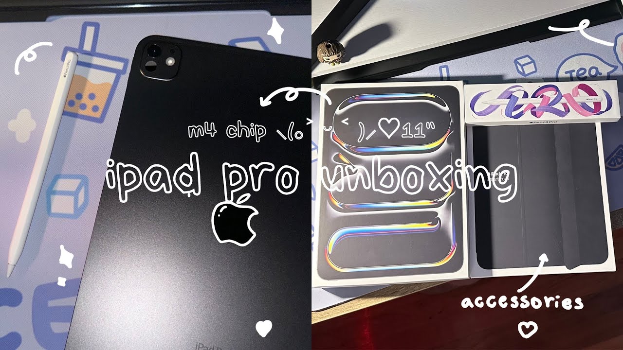 📦 new iPad Pro M4 11'' aesthetic unboxing + Apple Pencil Pro + Accessories