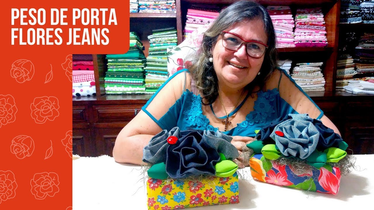Como Reciclar Caixas de Leite e Criar Pesos de Porta com Flores de Tecido Jeans