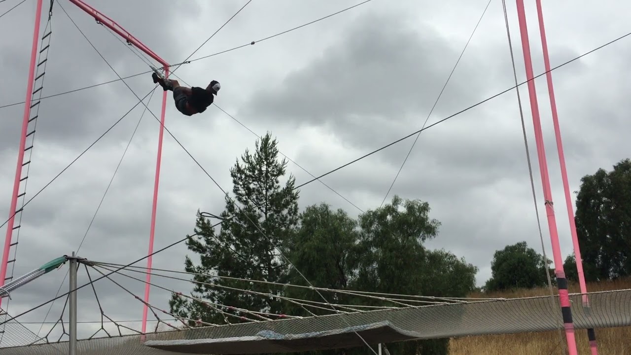Gazelle on the flying trapeze with a return banging in to the board. 