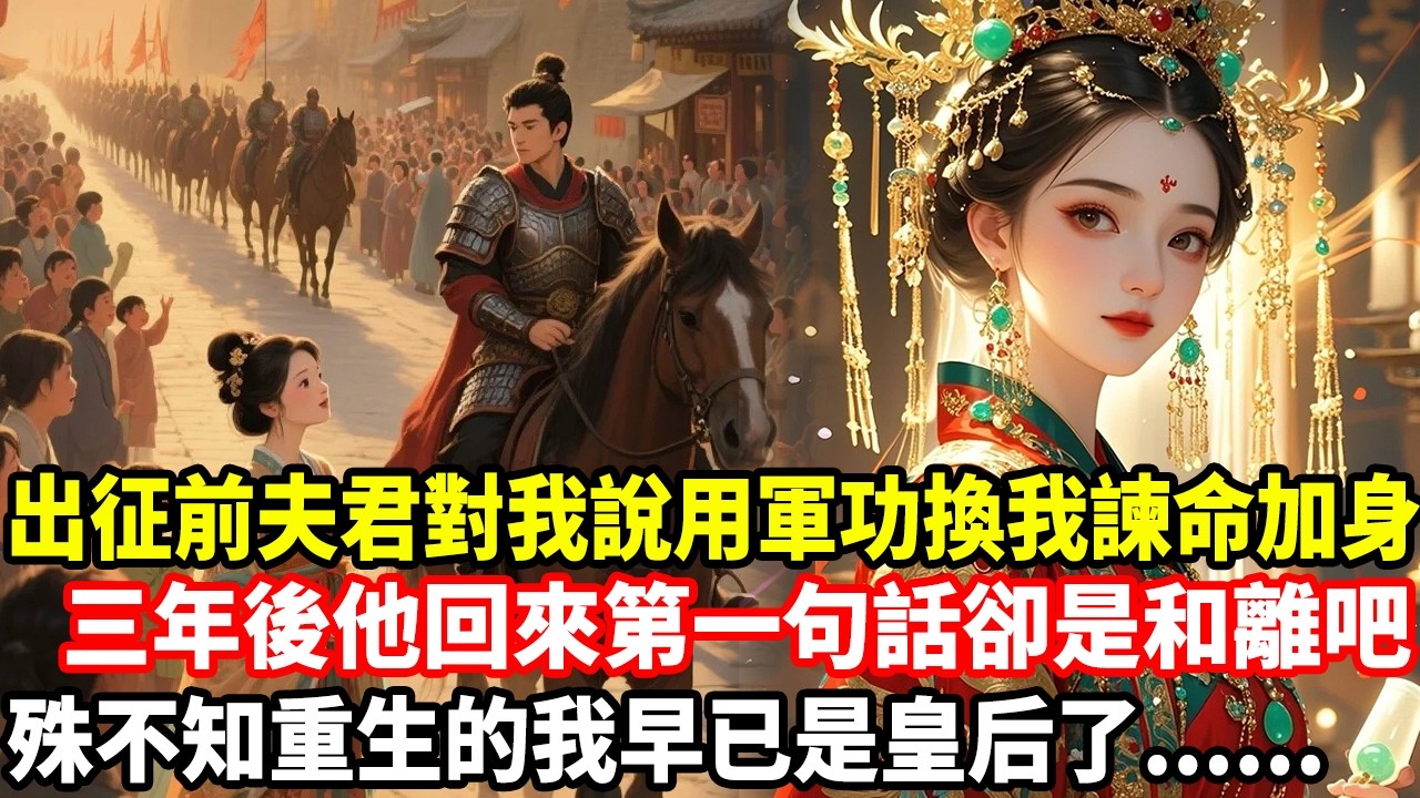 出征前夫君對我說用軍功換我諫命加身，三年後他回來第一句話卻是和離吧，殊不知重生的我早已是皇后了......