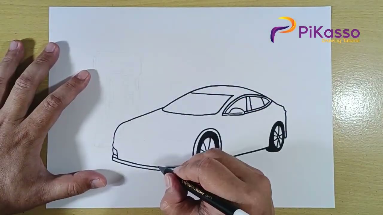 How to Draw Electric Car and Charging Station