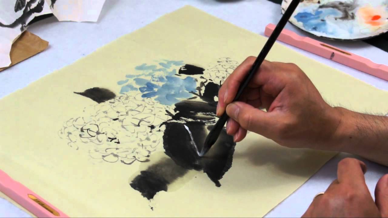 How to Paint Hydrangeas in Chinese Brush Painting with Henry Li(HD)