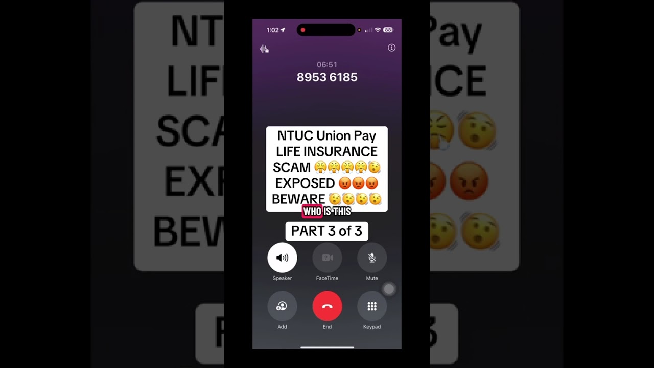 NTUC Union Pay LIFE INSURANCE SCAM BEWARE 🫨PART 3 of 3 #fyp #scammer #insurance #whatsapp