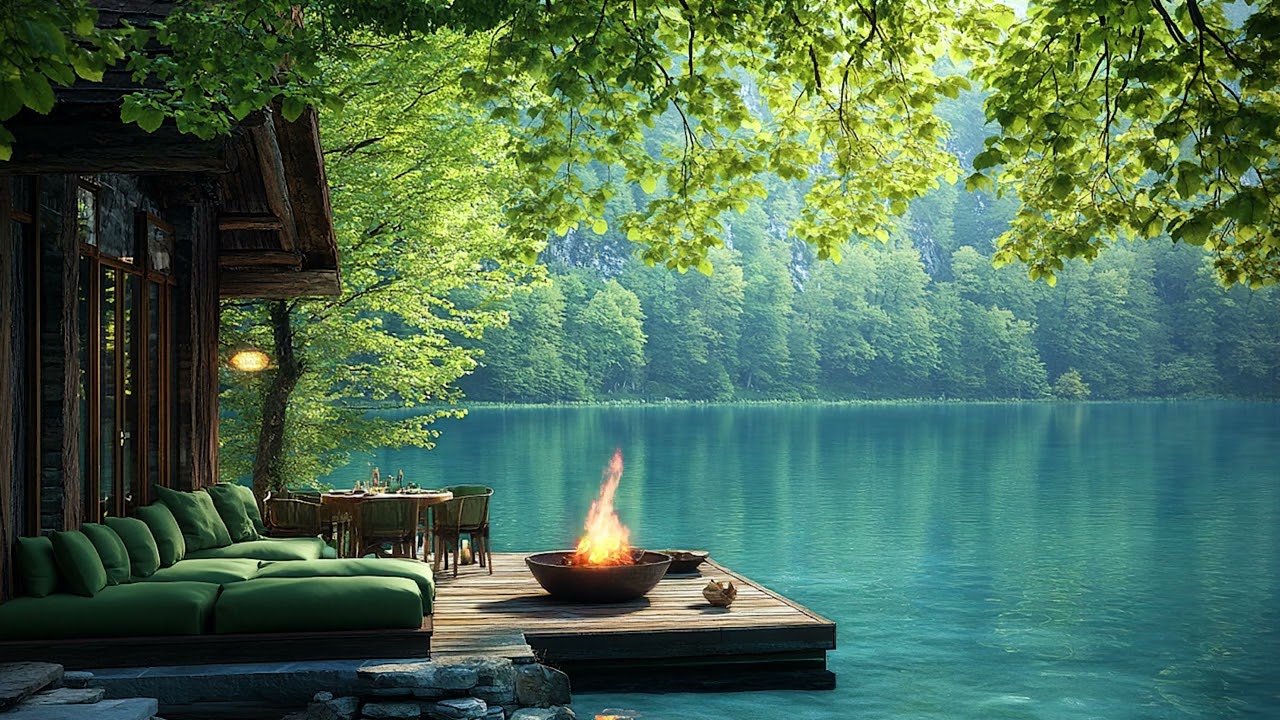 Beautiful Green Forest Scenery | Relaxation, Meditation, Stress Relief, Lake, Soothing Jazz