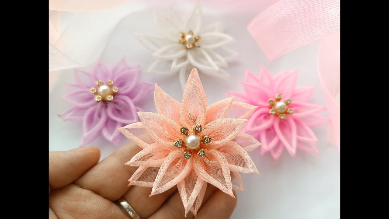 Красивые необычные #бантики из органзы / DIY ORGANZA FLOWERS
