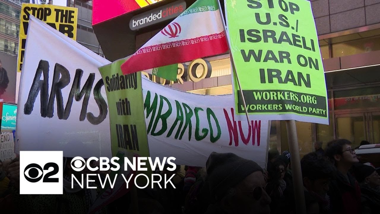 New Yorkers voice opposition to military action in Iran at Times Square protest