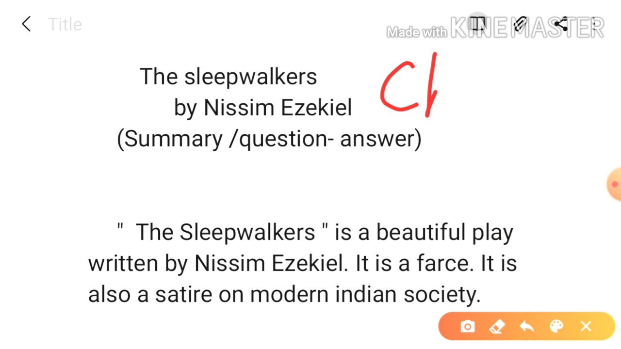 The sleepwalkers by Nissim Ezekiel summary | the sleepwalkers nissim Ezekiel in hindi