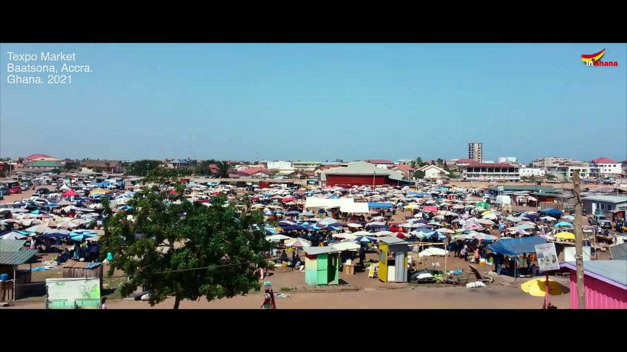 Aerial View of Texpo Market Spintex in Ghana | 4K Drone Footage of Accra