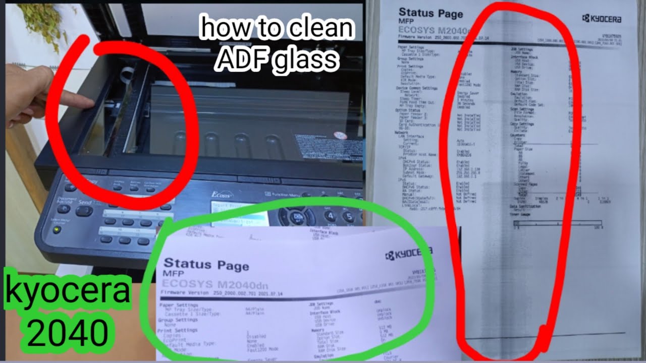 Kyocera m2040dn how to clean ADF glass || black copy प्रिन्ट आने पर kya kre kyocera 2040 adf