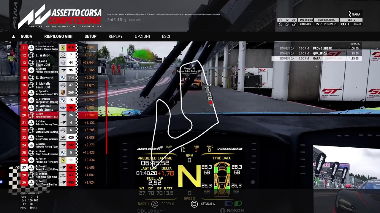 CAMPIONATO RACE CLUB UK -SEASON 15- ROUND 4-TEAM PSICO-McLAREN 720S EVO GT3