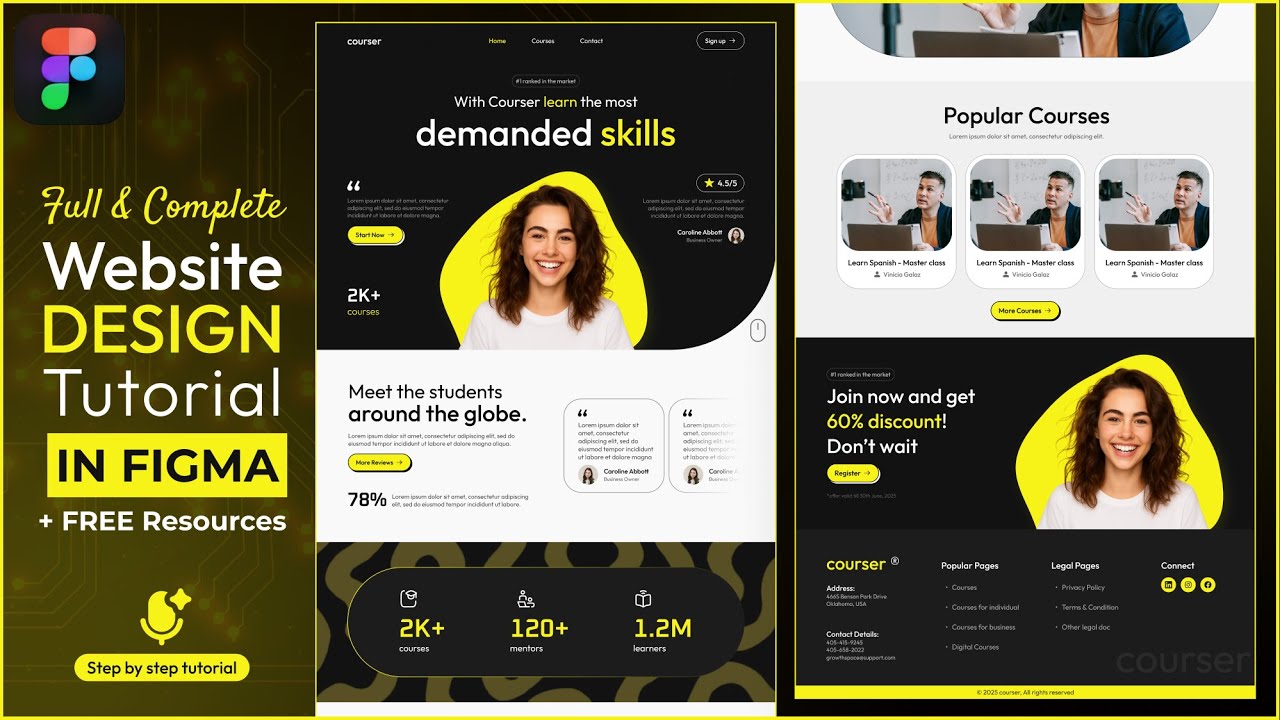 Full Website Design Figma Tutorial || FREE Resources || DVxUI