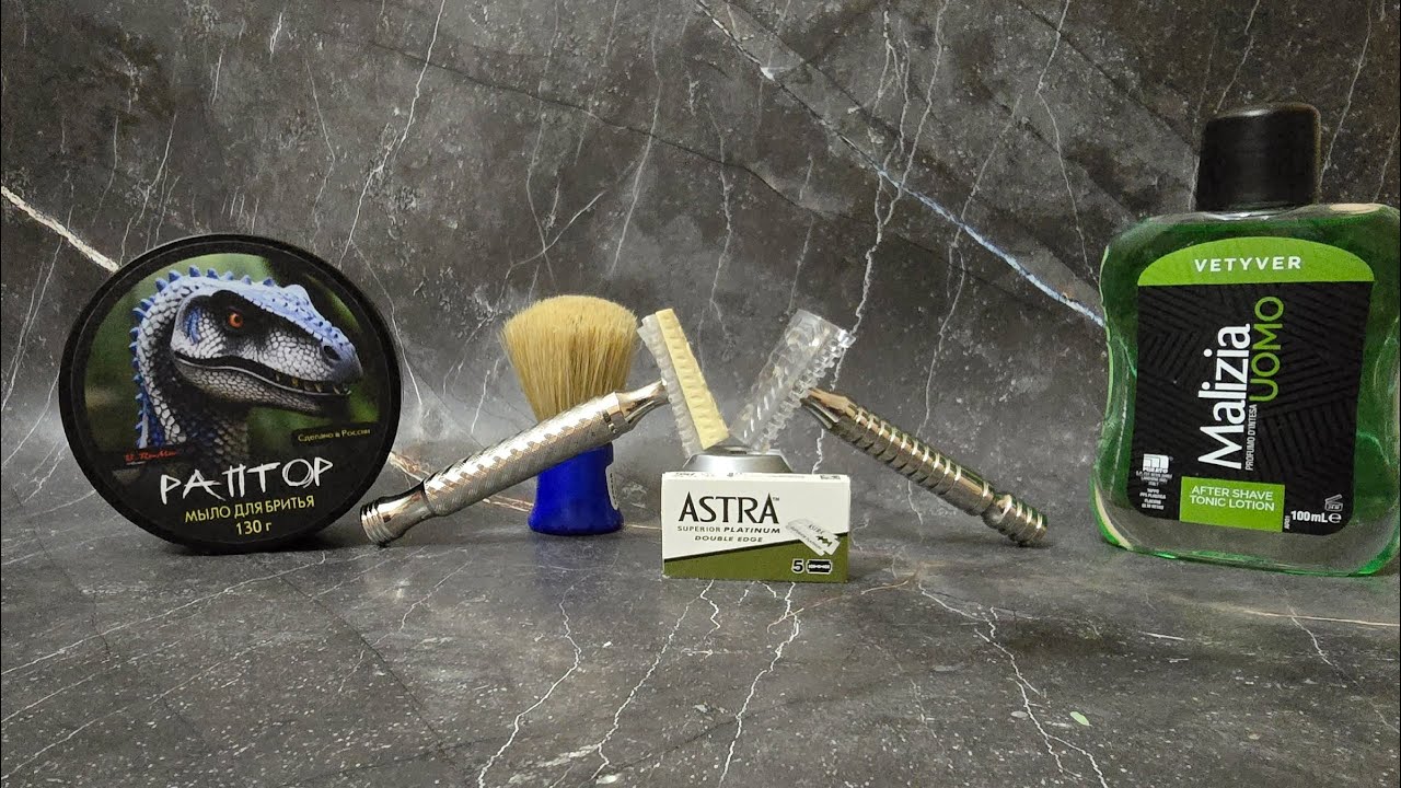 Бреемся косым резом Vaxon 2 версия и croco, мыло Раптор, Astra зеленая, кабан Spokar, лосьон Malizia