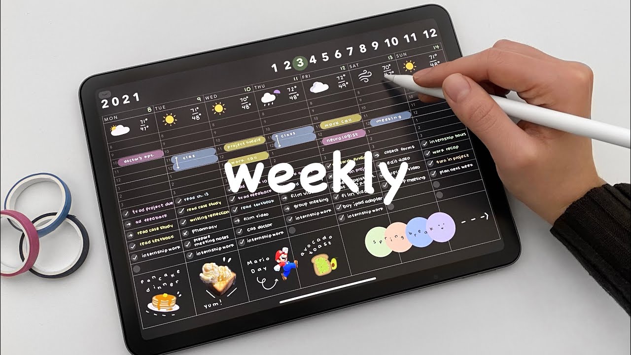 (ASMR) Weekly Planner | Free Template + Stickers | iPad Plan with Me | Goodnotes 5 | Organization