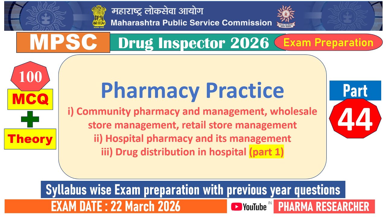 Pharmacy practice MCQs II MPSC DI 2025 Exam Preparation