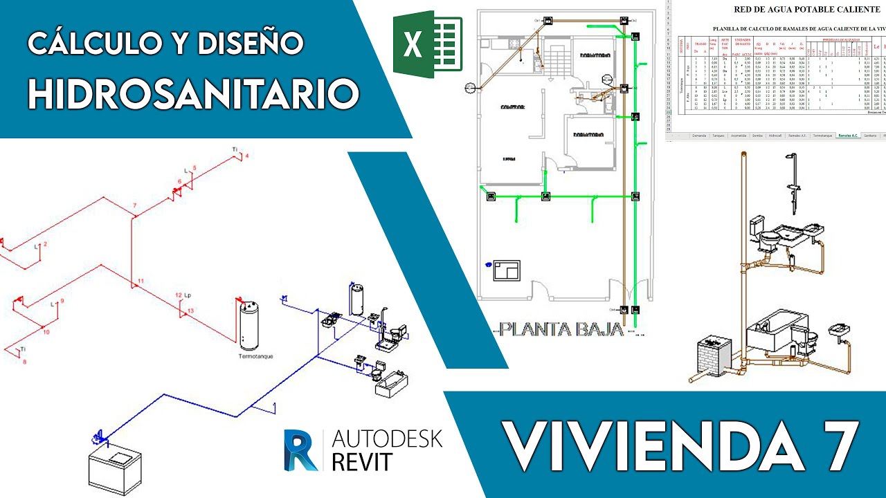 Cálculo y Diseño Hidrosanitario con Excel, Autocad y Revit - Vivienda 7 #revit #autocad #excel