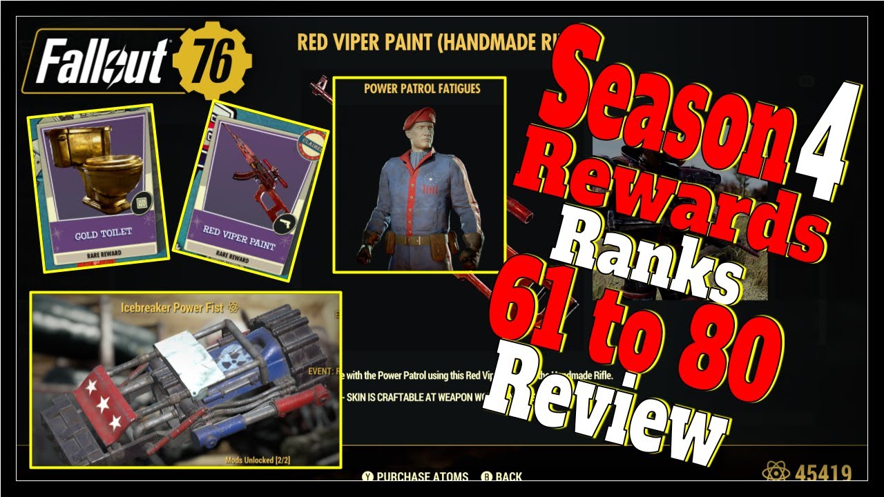 Fallout 76 Season 4 Rewards Ranks 61 to 80 Review!