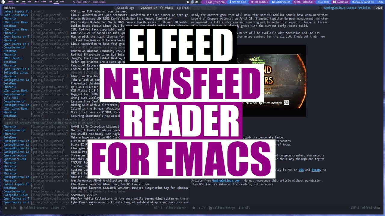Is The Best RSS Reader An Emacs Package?