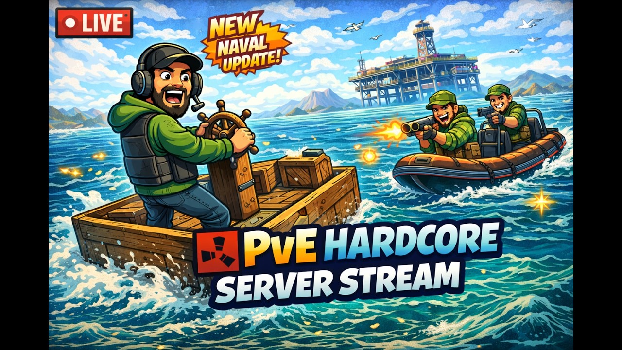 Hardcore Rust PVE / Naval Update – From Noob to Riches on the Open Sea ( Drops On )