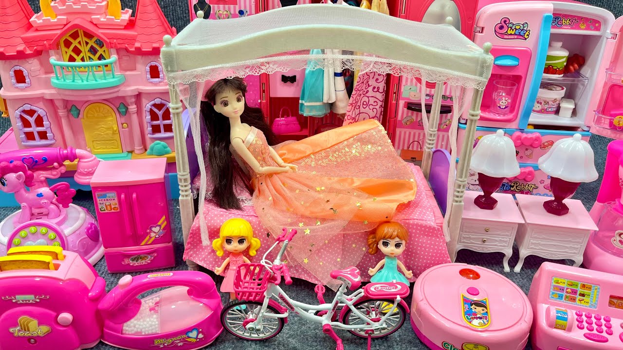 13 Minutes Satisfying with Unboxing Barbie Princess Pink Kitchen, Rock Bed Play Set Review Toys｜ASMR
