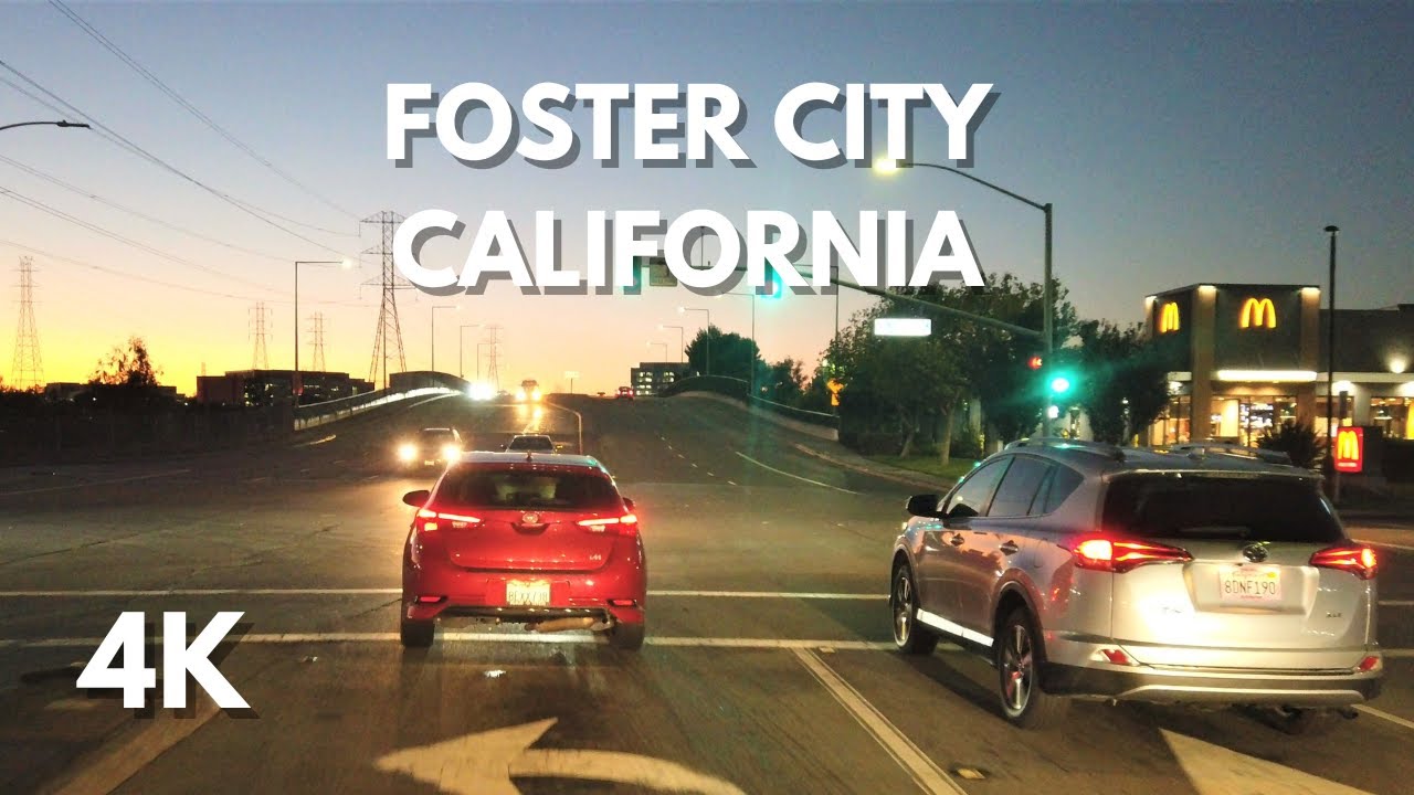 FOSTER CITY CALIFORNIA, NIGHT DRIVE, USA, [4K]