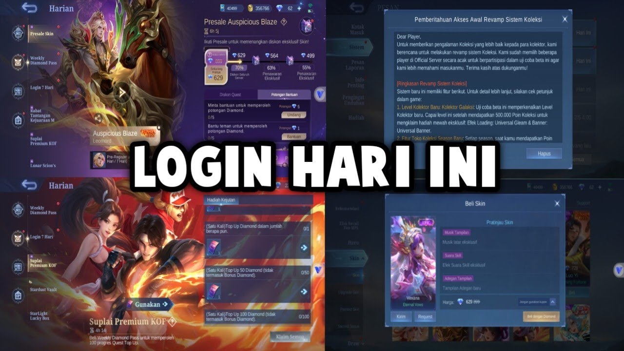 LOGIN HARI INI ! JANGAN SALAH PILIH SKIN LEOMORD LUNAR FEST 20 DIAMOND ATAU 40 DIAMOND !!