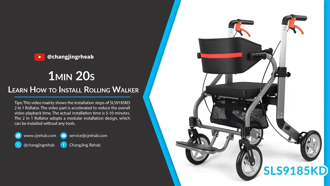 1m 20s Learn How To Install Rolling Walker(SLS9185KD Rollator Installation)
