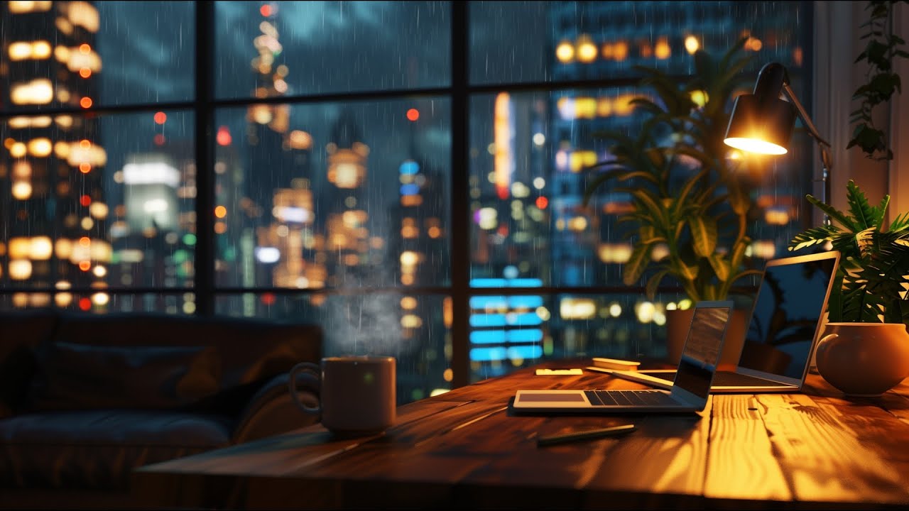 Cozy Rainy Night by the Window 🌧️ | Ambient City Rain for Studying& Focus