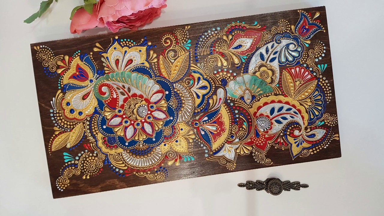 точечная роспись, декорирование шкатулки, процесс создания красоты, @olgaart_decor