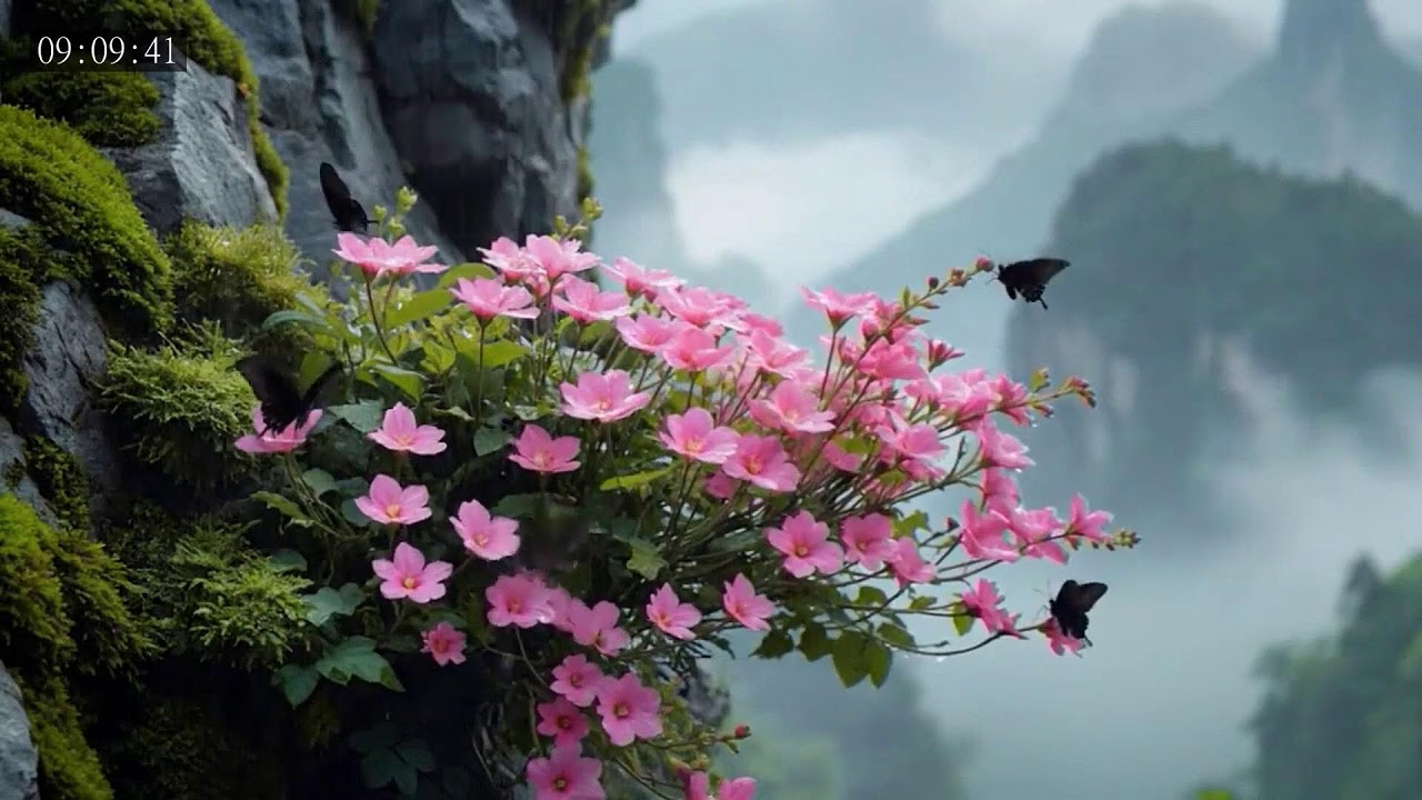 Peaceful Nature Escape with Butterflies and Flowers for Calm and Serenity