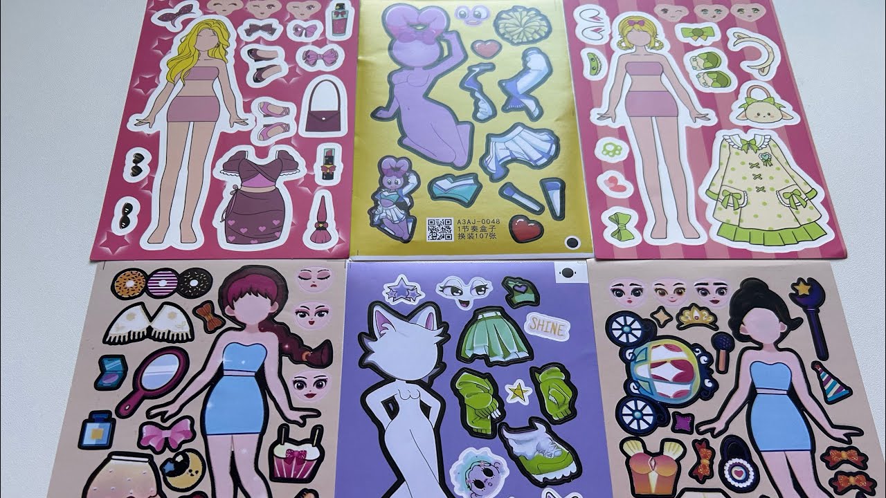 {💖Paper DIY 💖} Cute Fashion Doll Stickers|ASMR