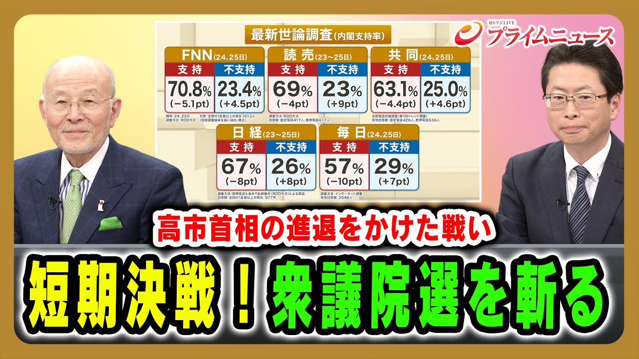 【高市首相の進退をかけた戦い】短期決戦！衆議院選を斬る 橋本五郎×中北浩爾 2026/1/28放送＜前編＞【BSフジ プライムニュース】