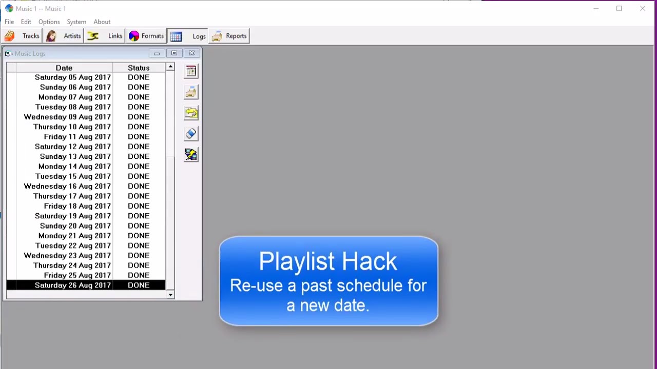 Scheduling - Playlist/Log Date Hack