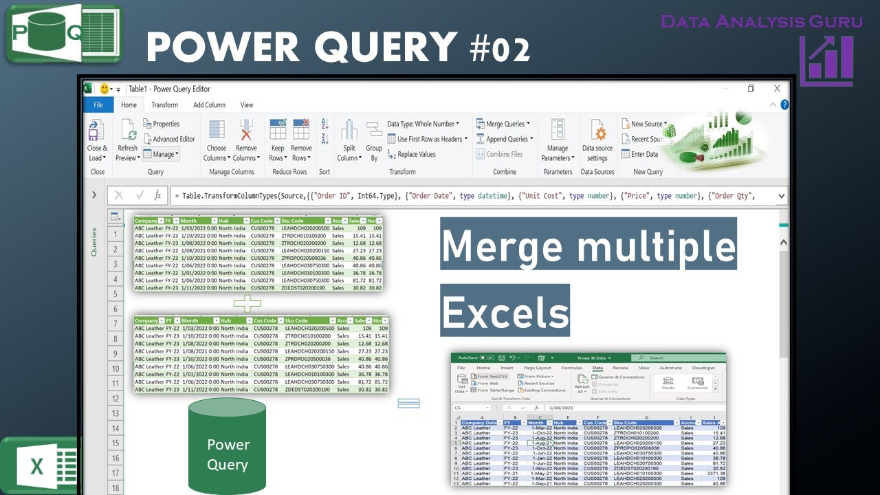 Merge multiple workbooks in one in excel through power, how to merge multiple sheets in single click