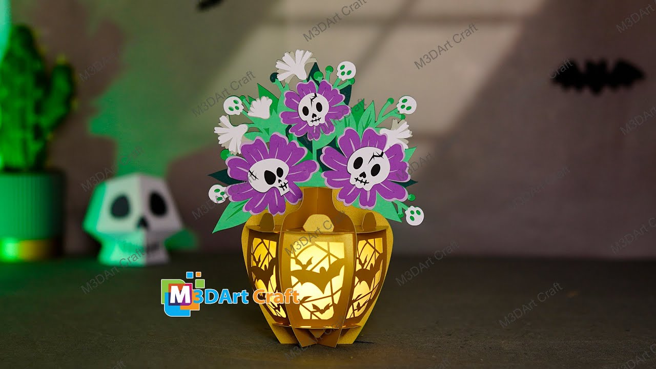 DIY Halloween Skull Flower Vase Lantern Tutorial – Paper Lantern Decoration