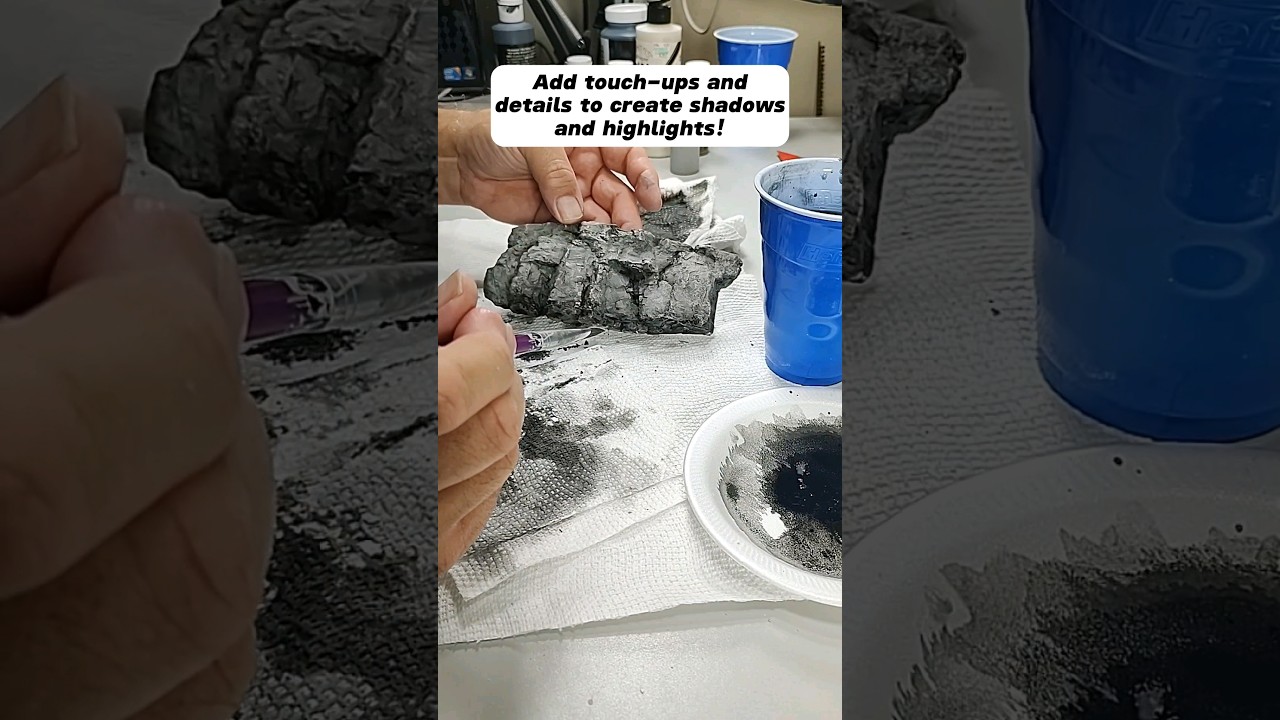 HOW TO PAINT plaster rock castings for your layout or model scenery! #train #modelmaking #shorts
