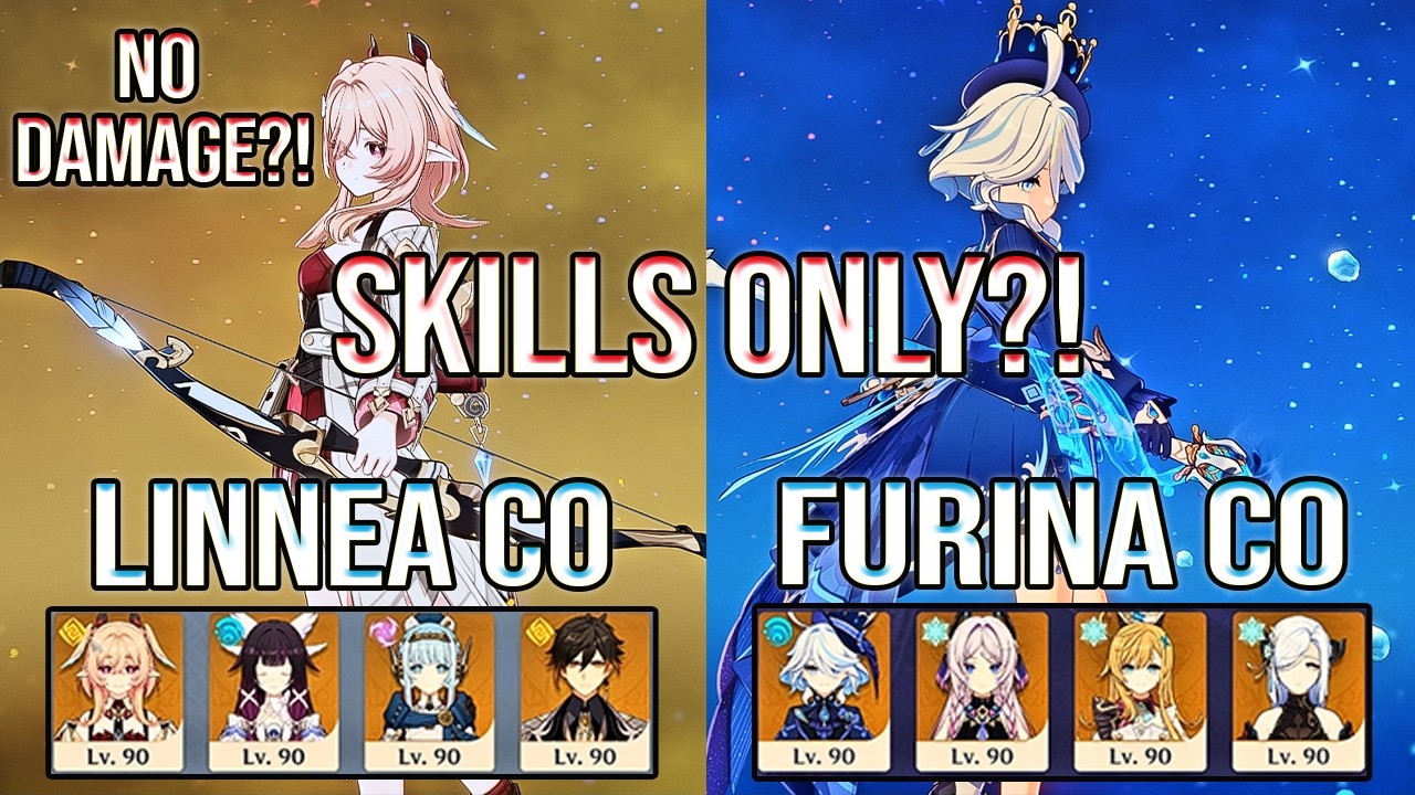 ONLY SKILLS?! 💀 Linnea & Furina No Damage Taken &ndash; Abyss 12 | Genshin Impact