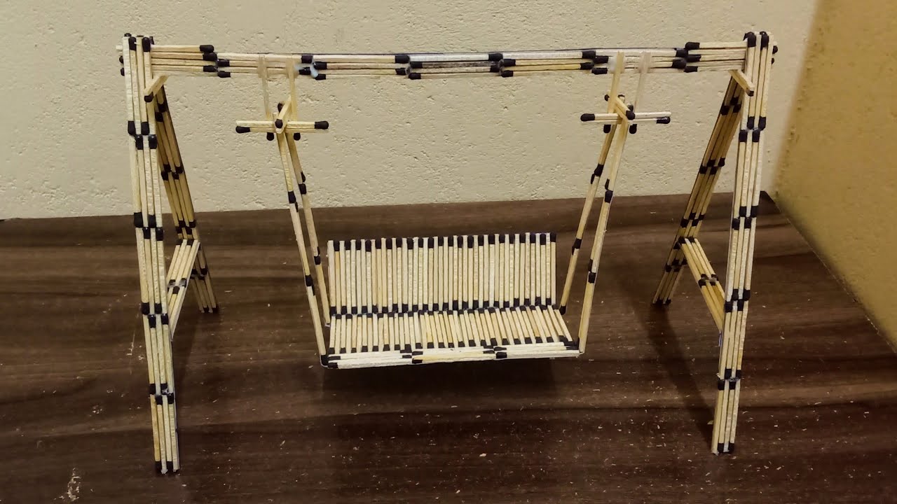 Matchstick jhula | how to make matchstick miniature swing | matchstick art and craft ideas
